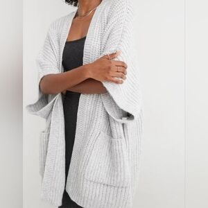 Aerie Marled Cozy Gray Knit Sweater cape poncho